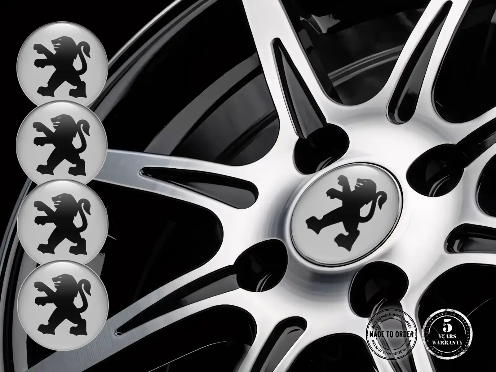 Peugeot Nabenaufkleber Design Stilvolle Dome-Labels